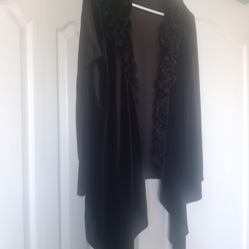 Velvet open front sweater